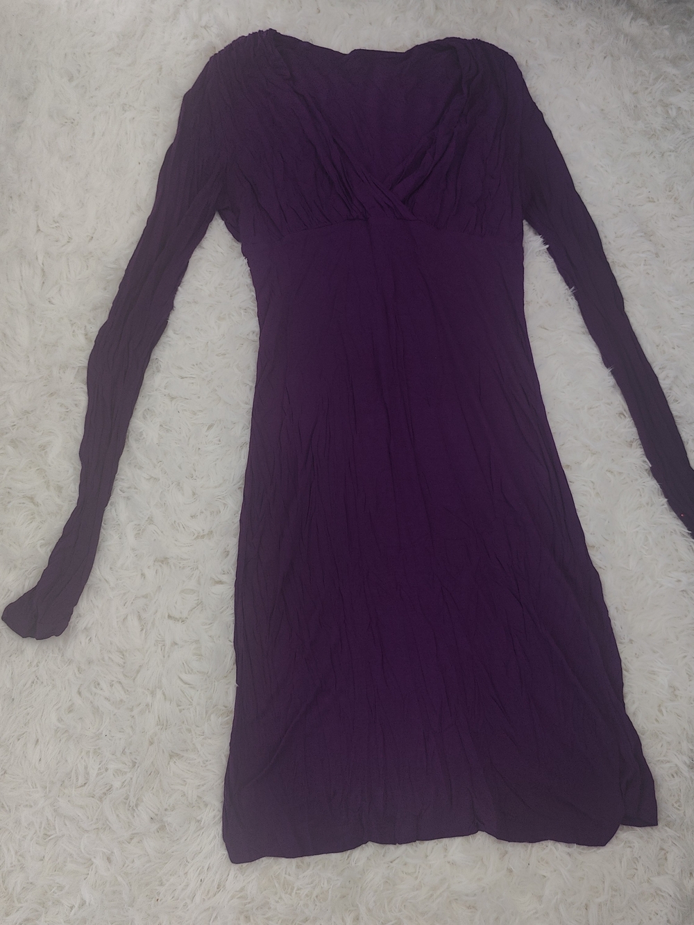 Purple Long Sleeve V-Neck Women’s Dress